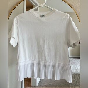 Kenzo White Pleated Hem Short Sleeve Top